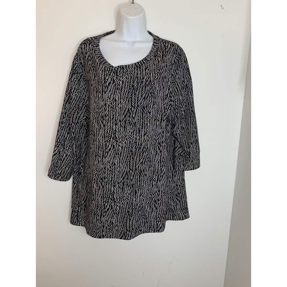 Chicos Abstract Art Print Scoop Neck Top Blouse sz 3 / 16 XL (09)